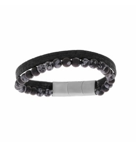 BRACELET ACIER CUIR BOVIN...